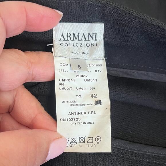 Armani Collezioni Wool Womens Dress Pants Size 6 Black Wide Leg Luxury Capsule - Picture 4 of 5